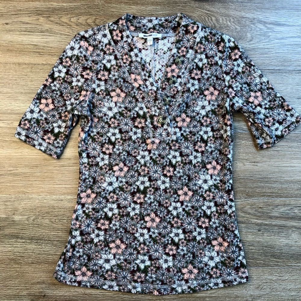 William Rast Button-Up Retro Hippie 60s 70s Thermal Waffle Top sz S